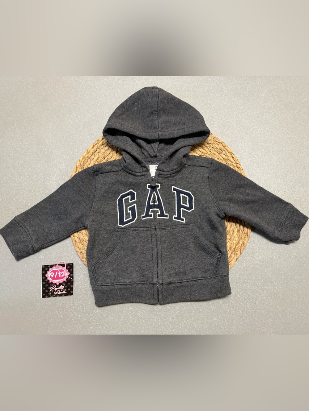GAP Kids Dark Gray Zip-Up Hoodie with Logo